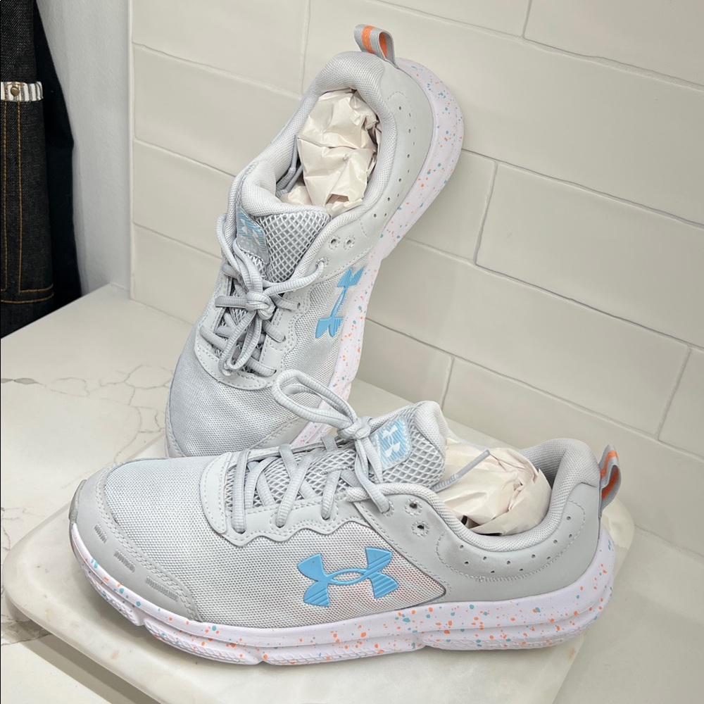 Under Armour White and Blue Athletic Shoes
